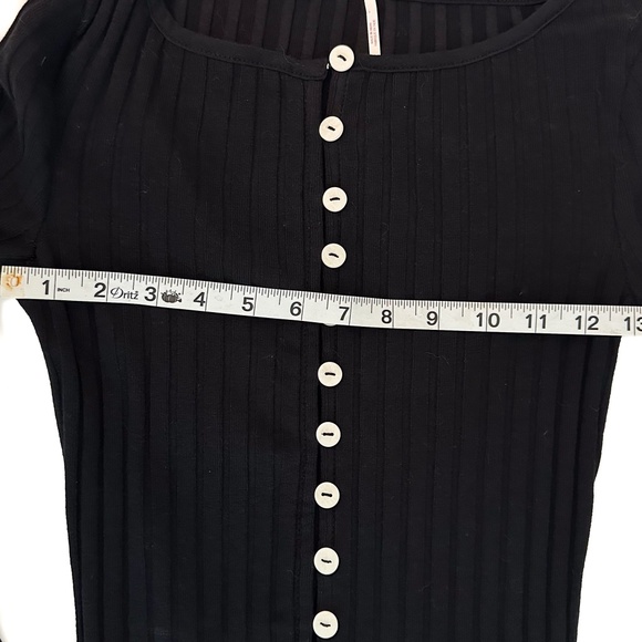 Free People Tilly‎ Long-Sleeve Cardi Black Cotton Ribbed Slim Fit - XS - Picture 3 of 5